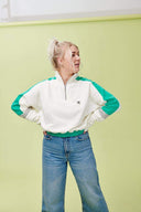 Marley Cropped Half Zip Sweater in Ecru