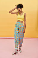 Alexa Organic Cotton Trousers in Blue & Orange