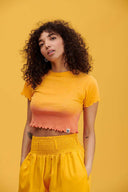 Greta Cropped Lettuce Hem Tee