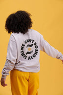 Sonny Sweater in Iris with Alone Print in Organic Cotton